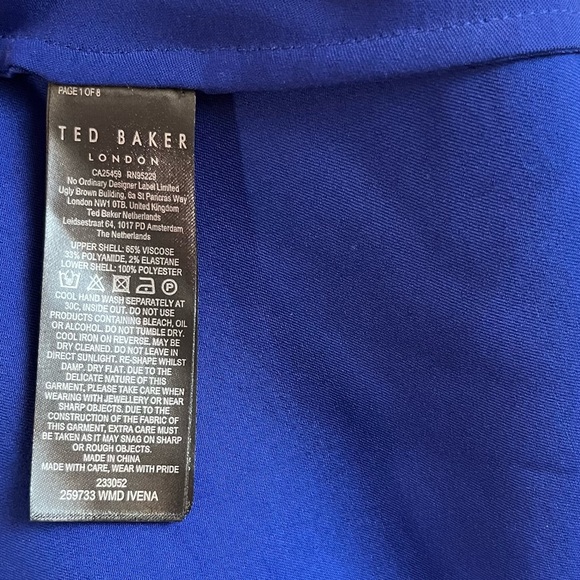 Ted Baker Dress Dark Blue Ivena Asymmetric Knit Bodice w/ Satin Skirt Sz 12 NWT - Picture 10 of 16